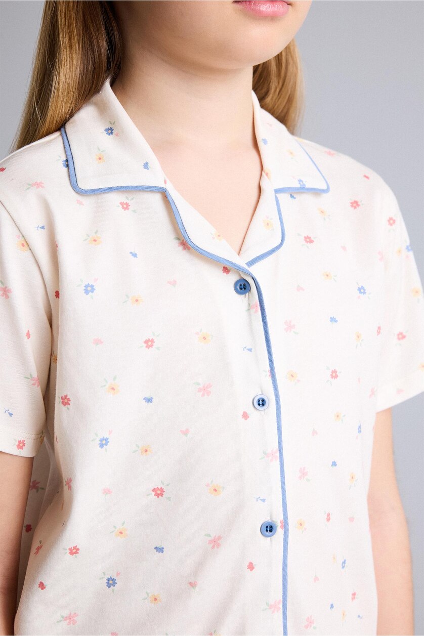 Girls & Teens Ecru 2 piece Regular Fit Knitted Pyjamas