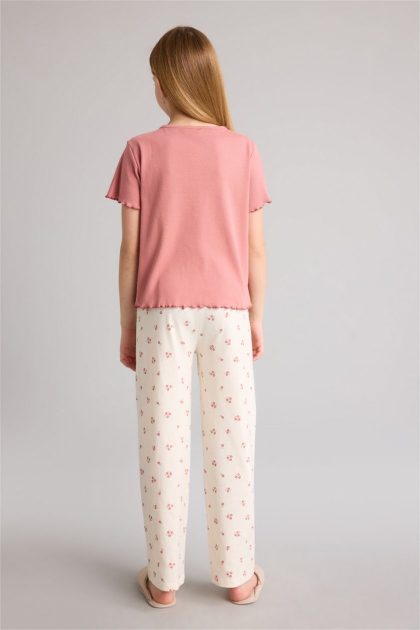 Kız Çocuk - Genç Kız Gülkurusu Fitilli Kaşkorse 2'li Pijama Takımı Kız Çocuk