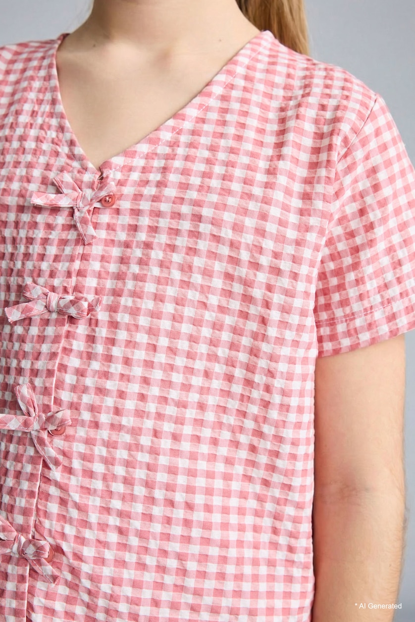 Young Girls - Teen Girls Rose 2 piece Regular Fit Plaid Knitted Pyjamas