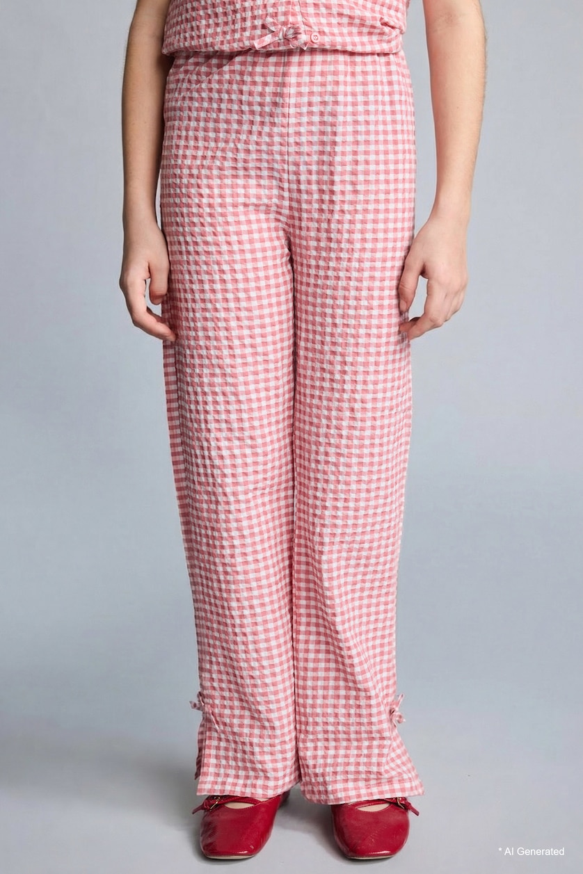 Young Girls - Teen Girls Rose 2 piece Regular Fit Plaid Knitted Pyjamas