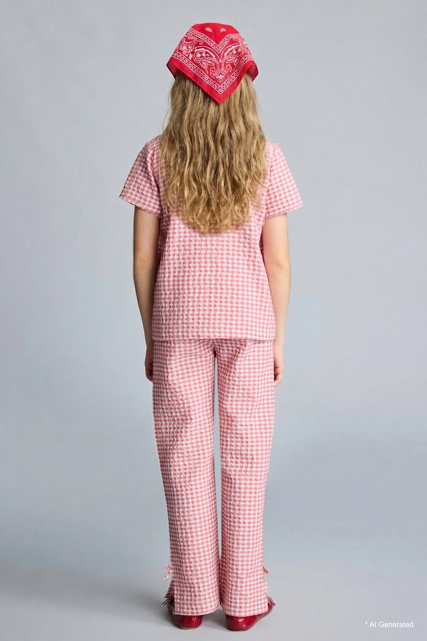 Young Girls - Teen Girls Rose 2 piece Regular Fit Plaid Knitted Pyjamas
