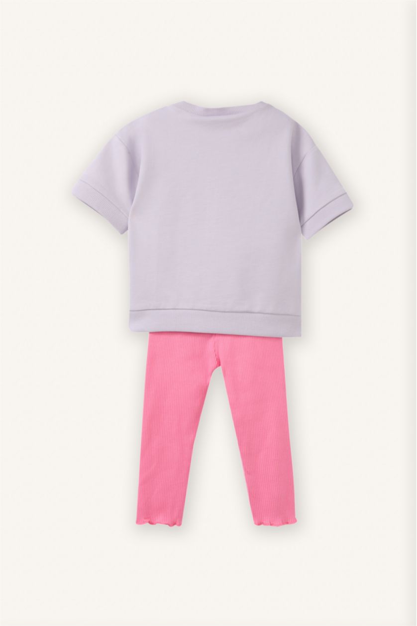 Baby Girl Light Lilac 2 piece Regular Fit Crew Neck Flower Set