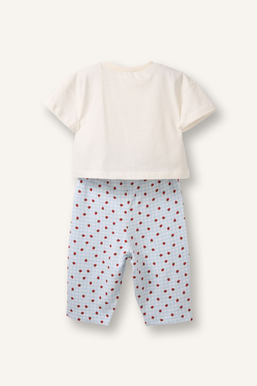 Baby Girl Ecru 2 piece Regular Fit Crew Neck Set