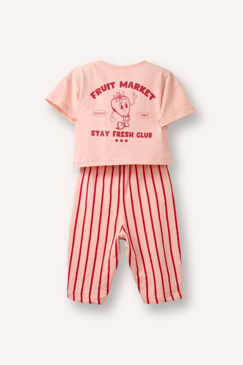 Baby Girl Pink 2 piece Regular Fit Crew Neck Set