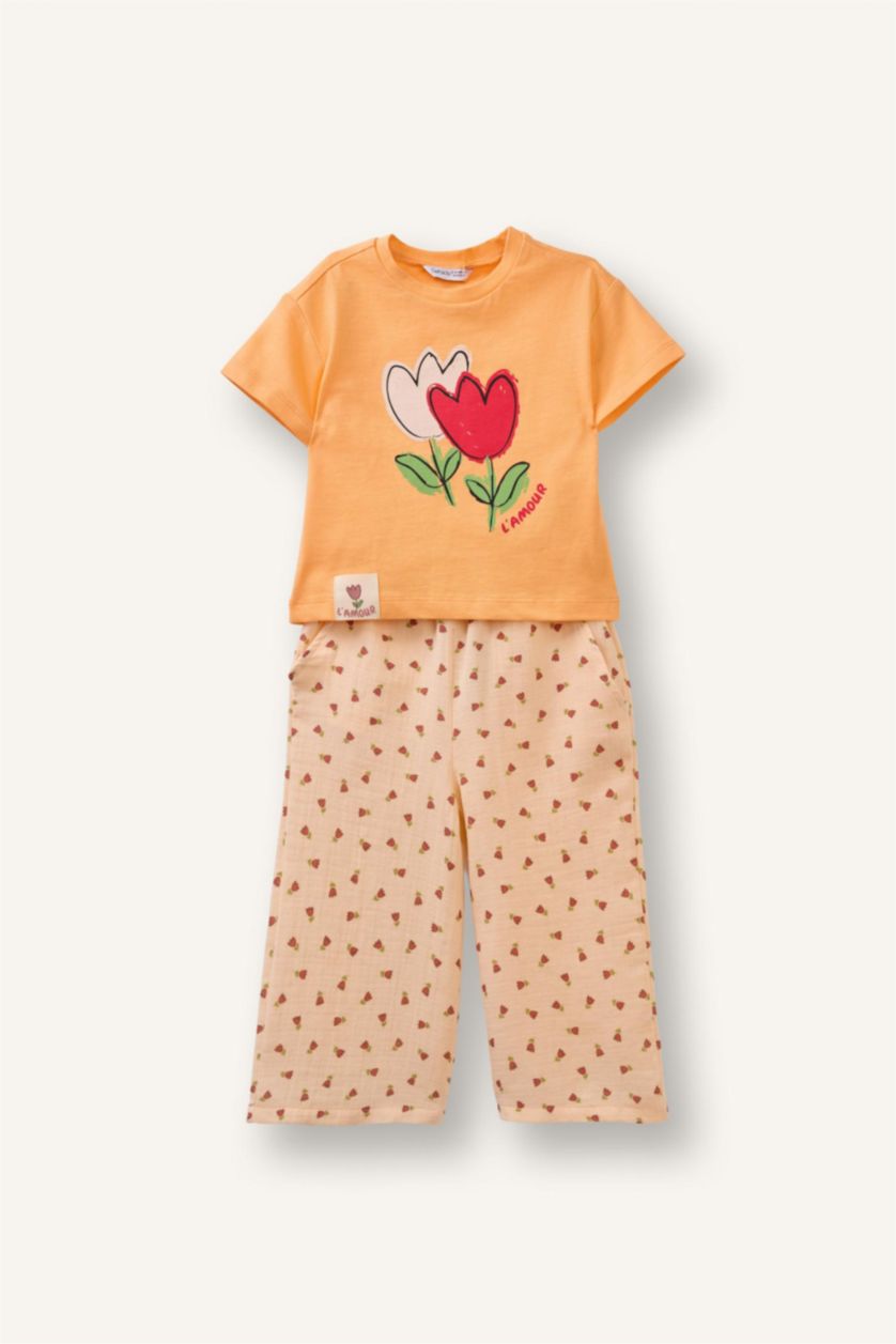 BABY GIRL Salmon Baby Girl Floral 2 Piece Set