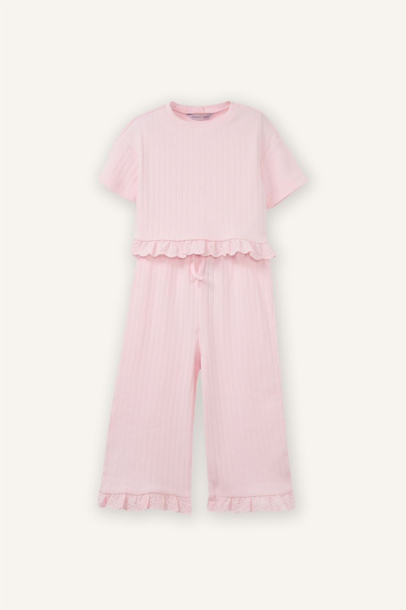 Baby Girl Light Pink 2 piece Regular Fit Crew Neck Set