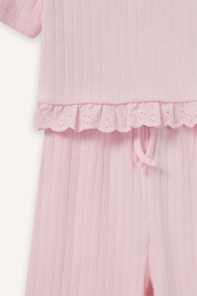 Baby Girl Light Pink 2 piece Regular Fit Crew Neck Set