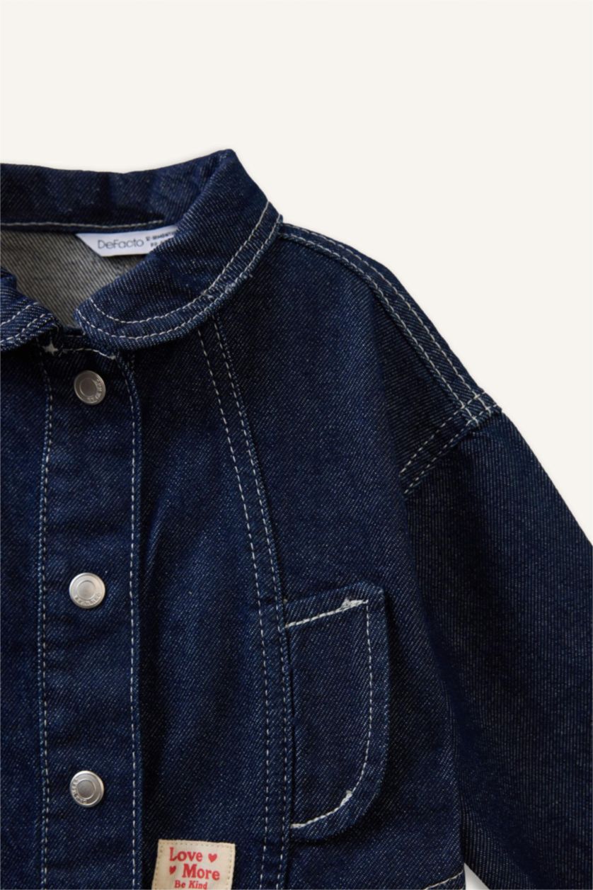 Малыши девочки Темно-голубой Куртка с воротником поло для девочек малышей