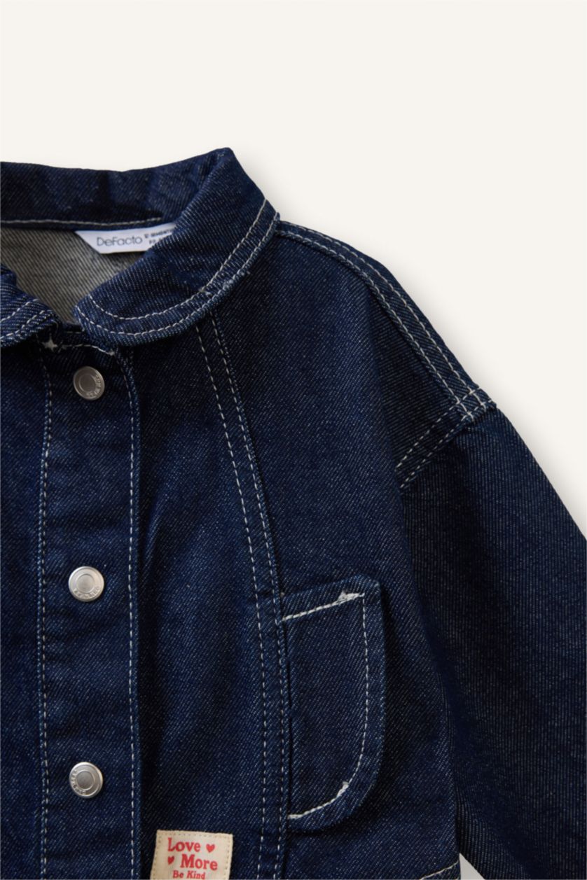 Baby Girl Dark Blue Baby Girl Polo Collar Jacket