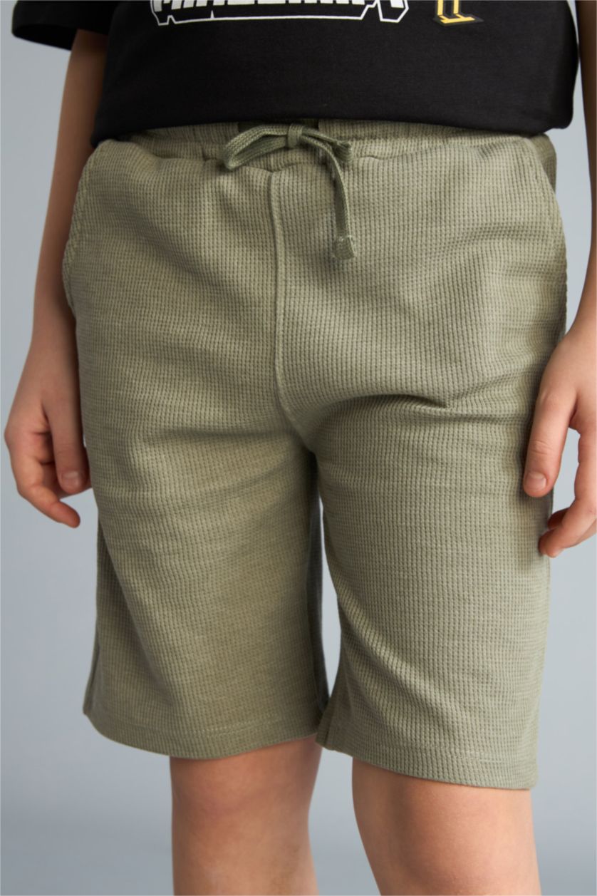 Мальчики и подростки Светлый хаки Шорты из вафельной ткани для мальчиков