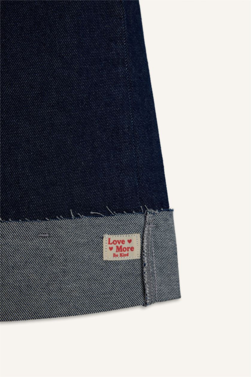 Kız Bebek Koyu Mavi Wıde Leg Jean Pantolon Kız Bebek