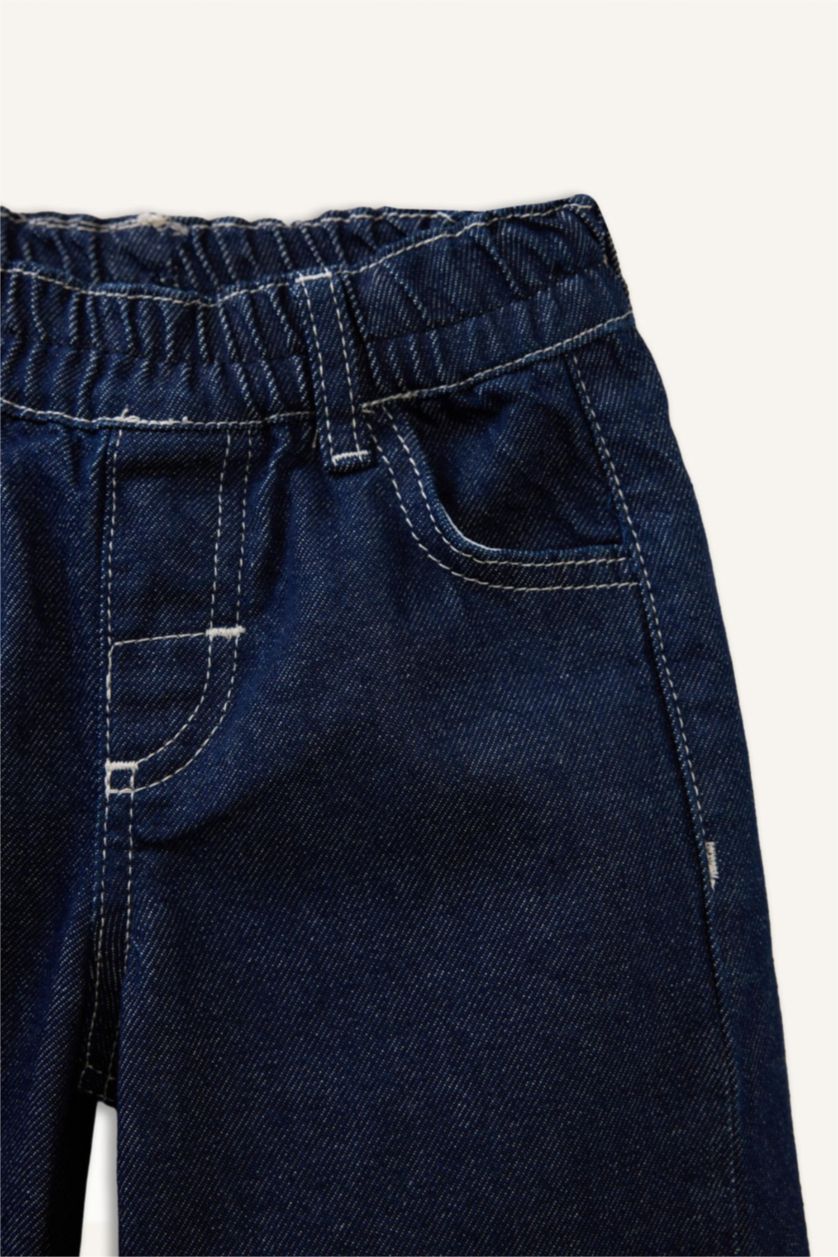 Baby Girl Dark Blue بنطرون جينز بيبي بناتي وايد ليج برجل واسع