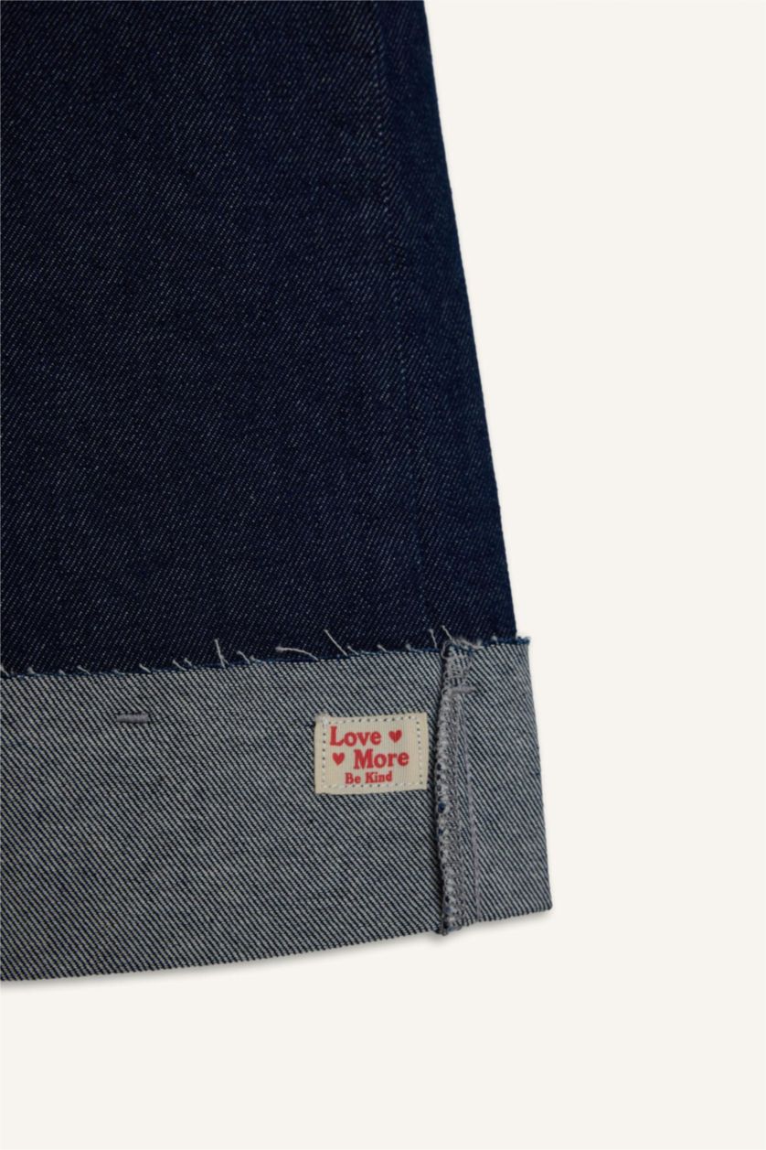 Baby Girl Dark Blue بنطرون جينز بيبي بناتي وايد ليج برجل واسع