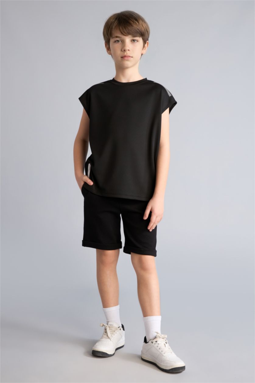 Мальчики и подростки Черный Майка со спортивным принтом для мальчиков