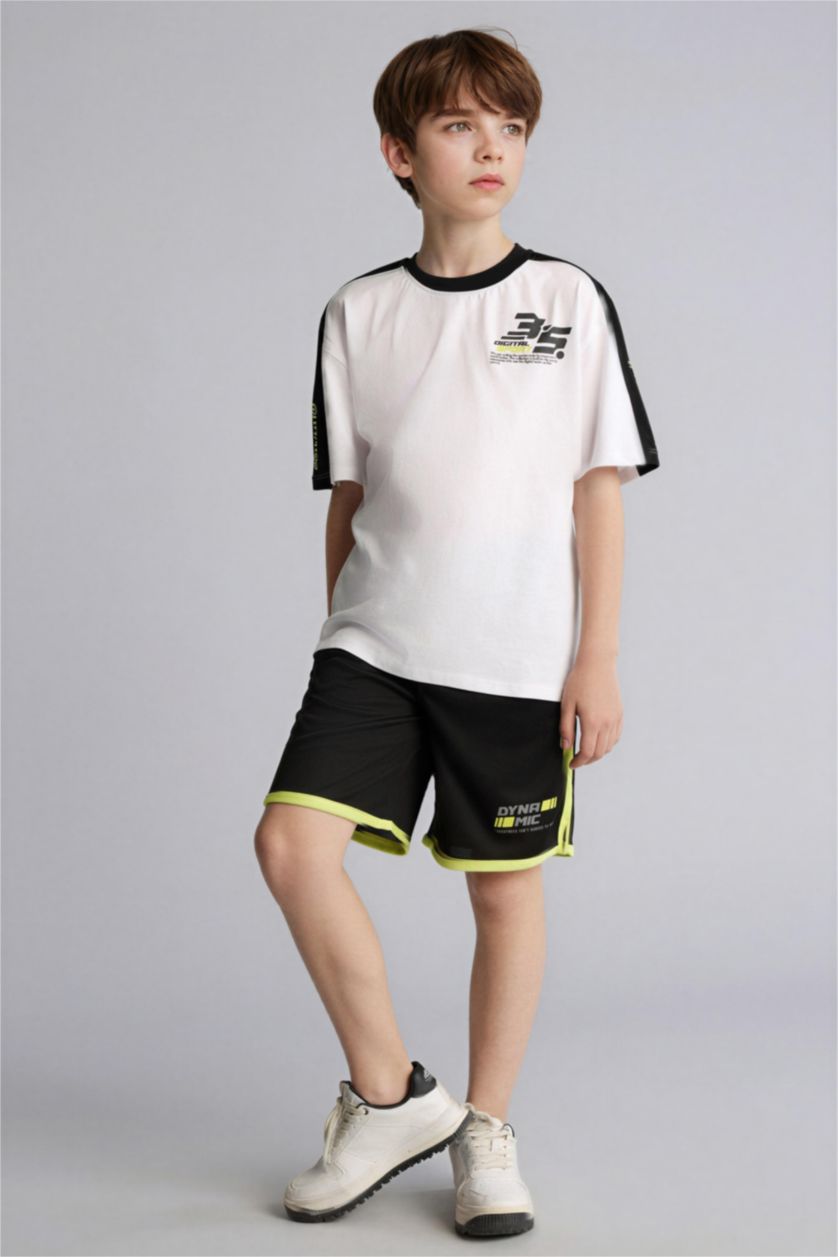 Erkek Çocuk - Genç Erkek Beyaz Oversıze Baskılı Tişört 