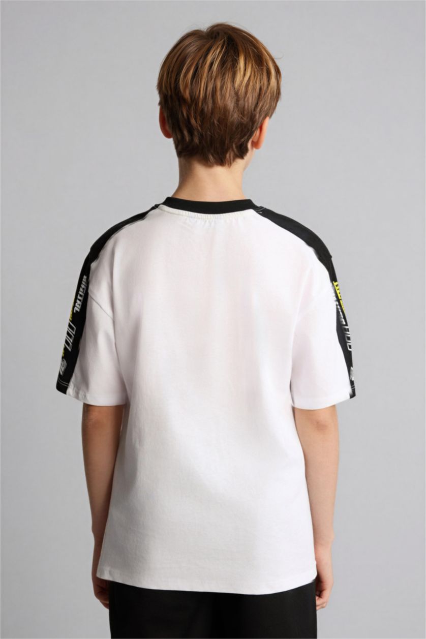 Erkek Çocuk - Genç Erkek Beyaz Oversıze Baskılı Tişört 
