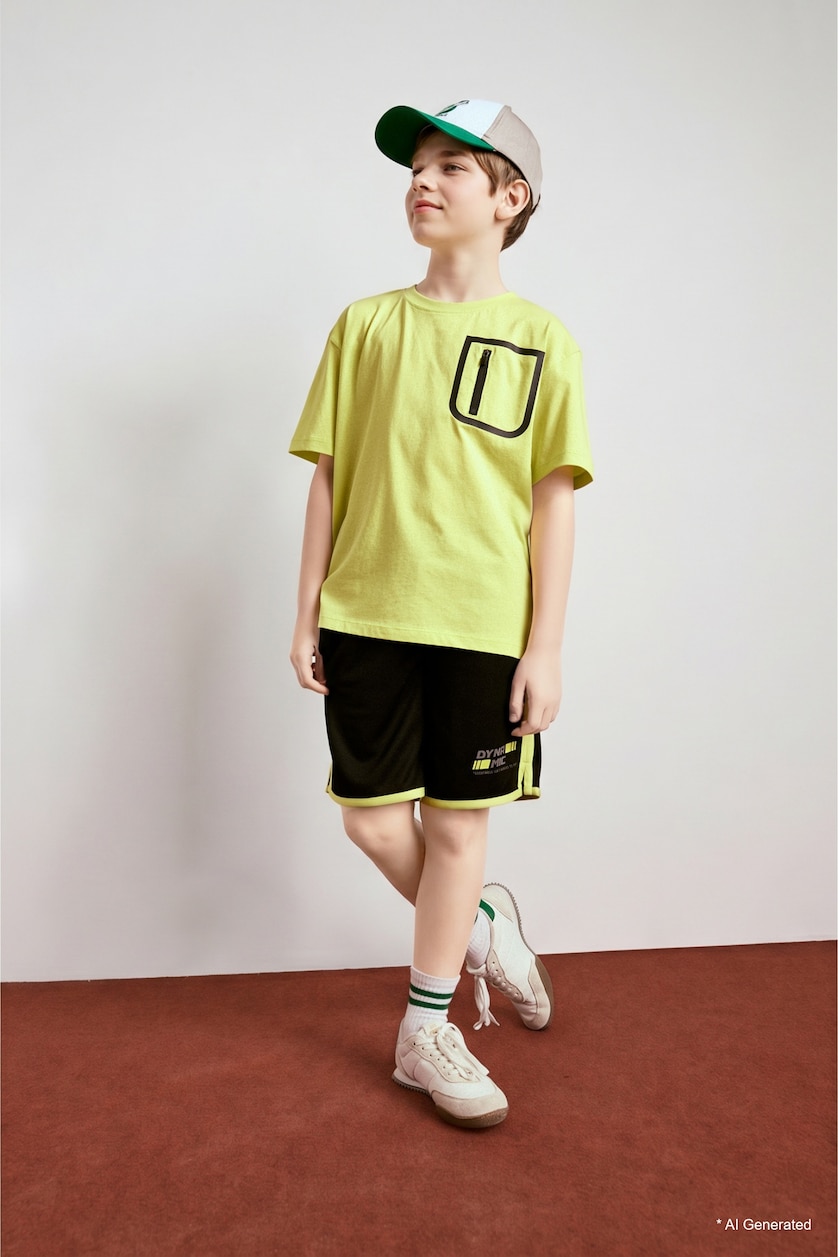 BOYS & TEENS Light Green Boy Oversize Fit Short Sleeve T-Shirt