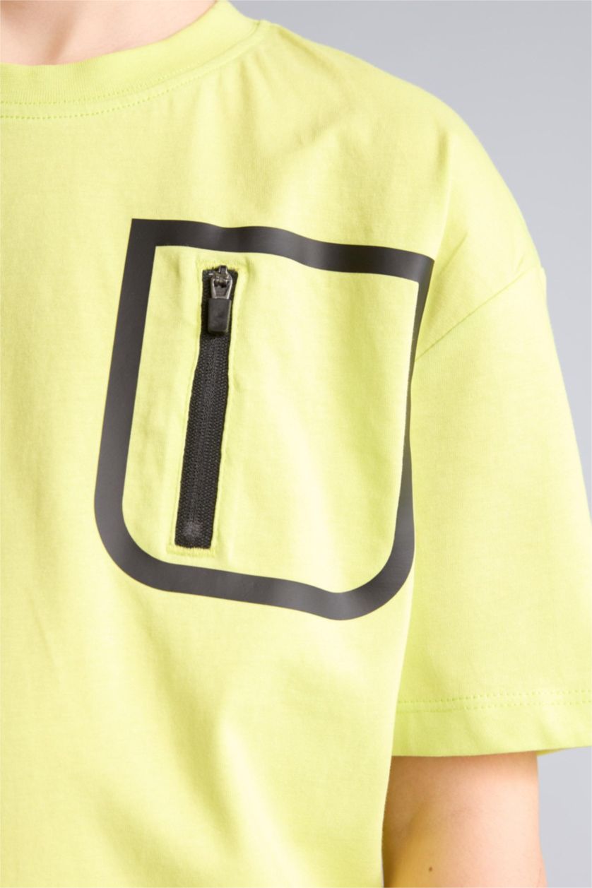 Мальчики и подростки Светло-зеленый Футболка оверсайз с коротким рукавом для мальчиков