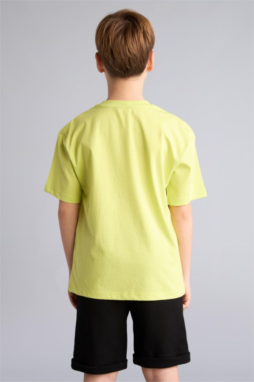 Мальчики и подростки Светло-зеленый Футболка оверсайз с коротким рукавом для мальчиков