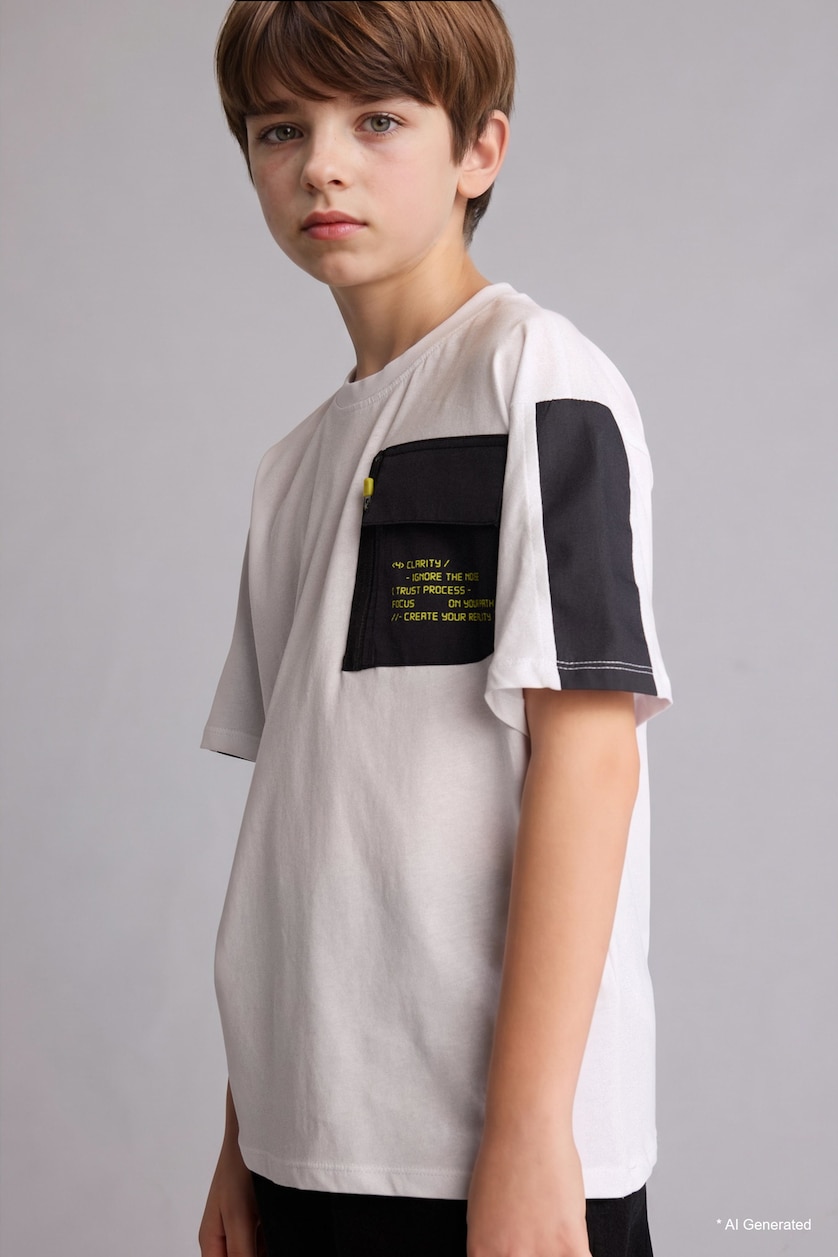 Young Boys - Teen Boys White Boy Oversize Fit Short Sleeve T-Shirt