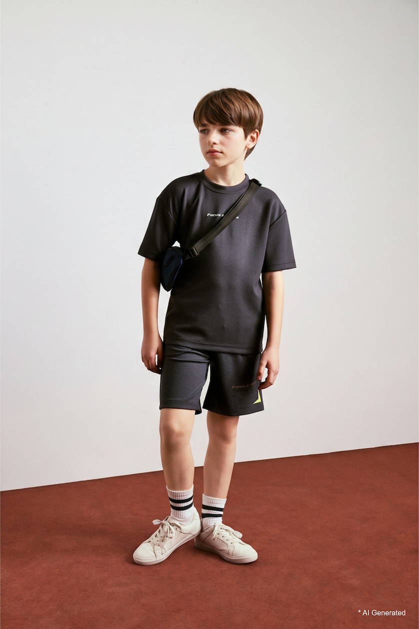 GARÇONS Anthracite Short en modal oversize pour garçon