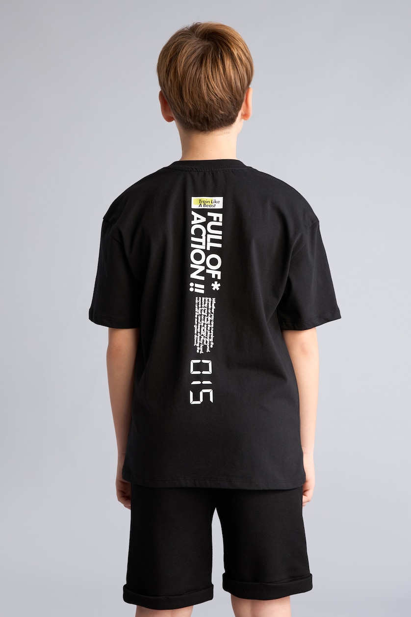 Young Boys - Teen Boys Black Boy Oversize Fit Short Sleeve T-Shirt