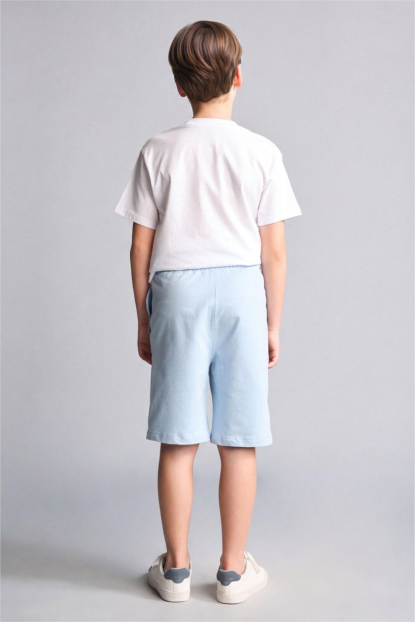 Boys & Teens Light Blue شورت ولادي قماش خفيف قصة عادية