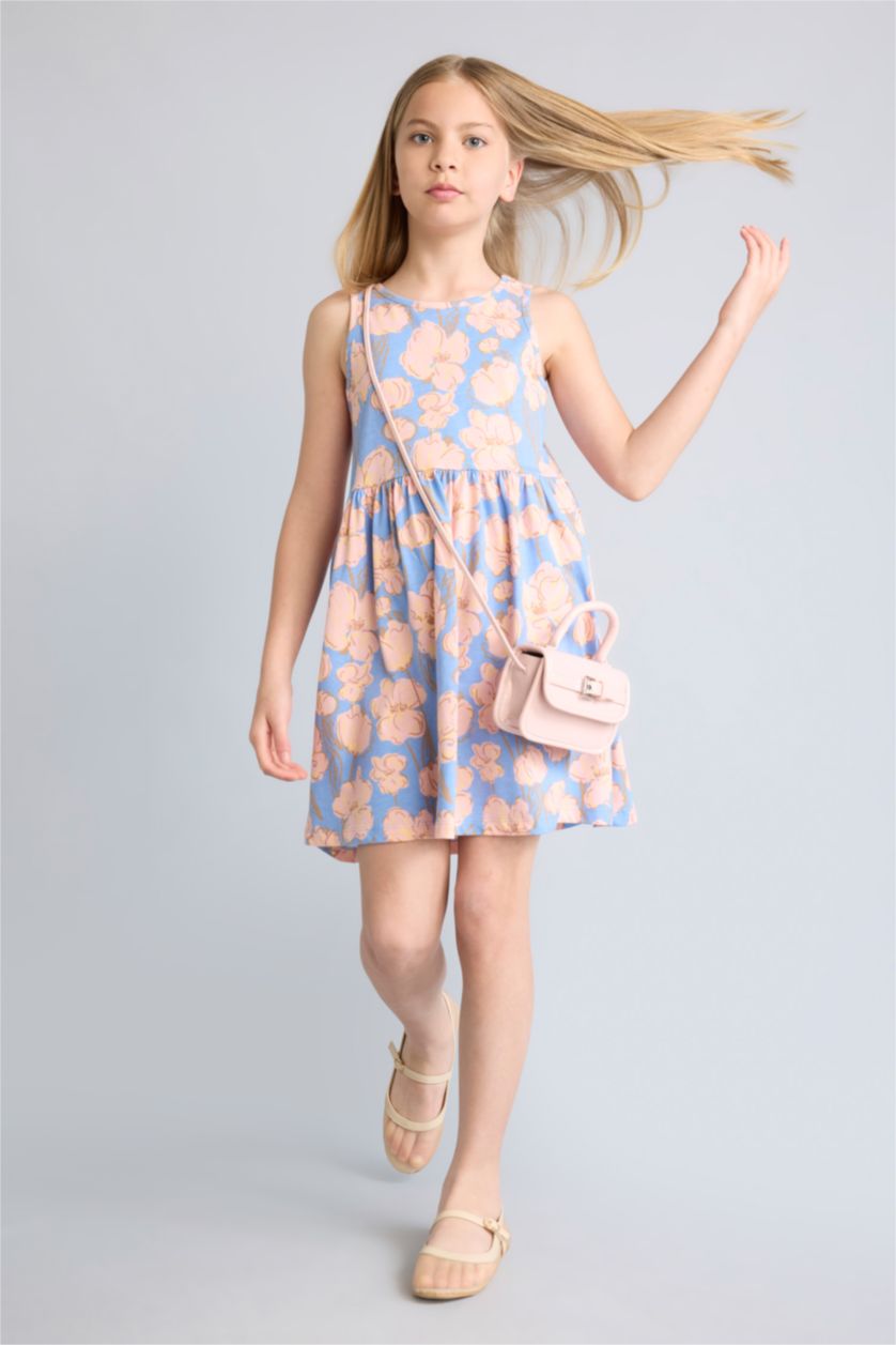 Young Girls - Teen Girls Blue Regular Fit Sleeveless Knitted Dress