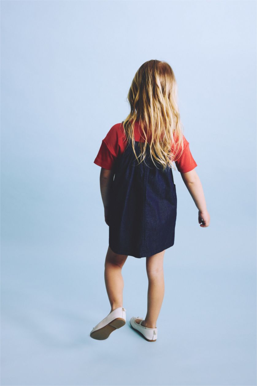 Сәби Қыз қою көк Қыз бала сәбилерге арналған мақта джинс көйлек