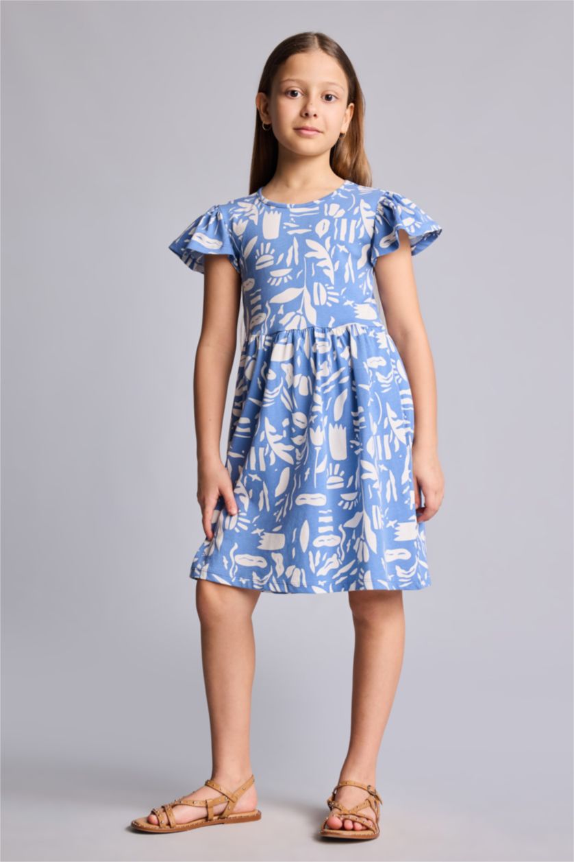 Young Girls - Teen Girls Dark Blue Regular Fit 3/4 Sleeve Knitted Dress