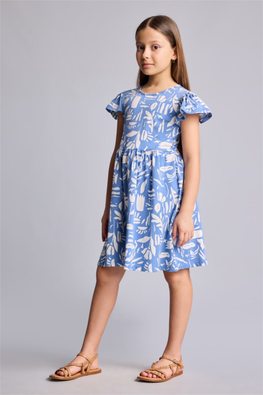Young Girls - Teen Girls Dark Blue Regular Fit 3/4 Sleeve Knitted Dress