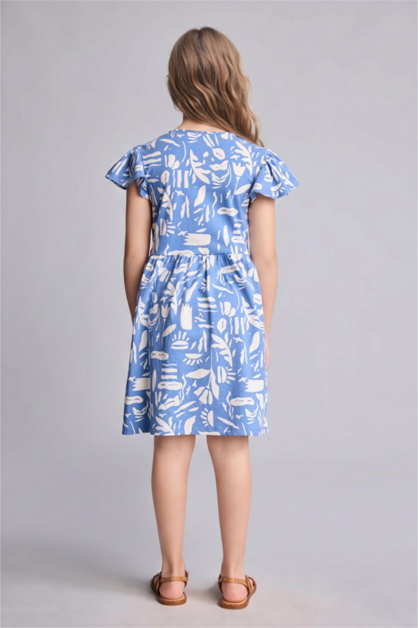 Girls & Teens Dark Blue فستان بناتي محبوك نص ردن