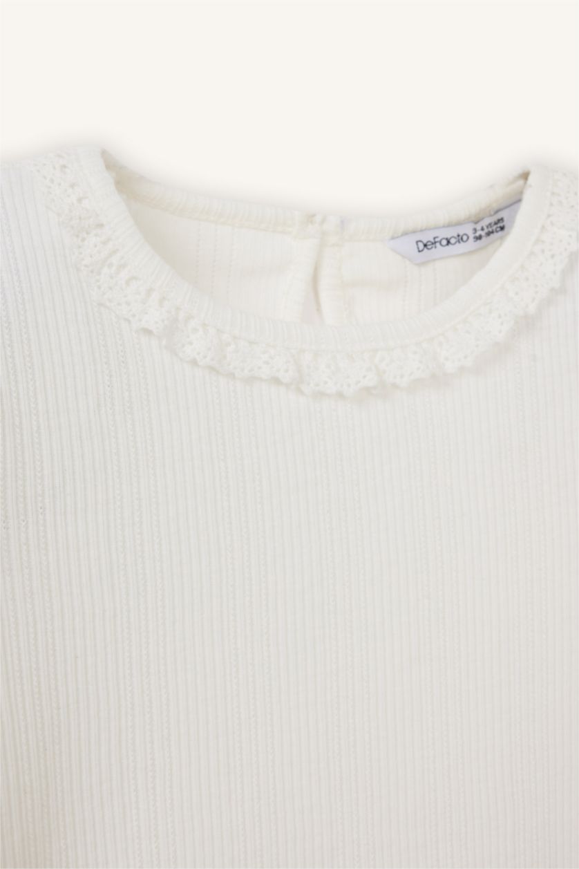 طفلة صغيرة بيج فاتح تيشيرت بيبي بناتي ردن طويل بالون فيت بياخة مستديرة