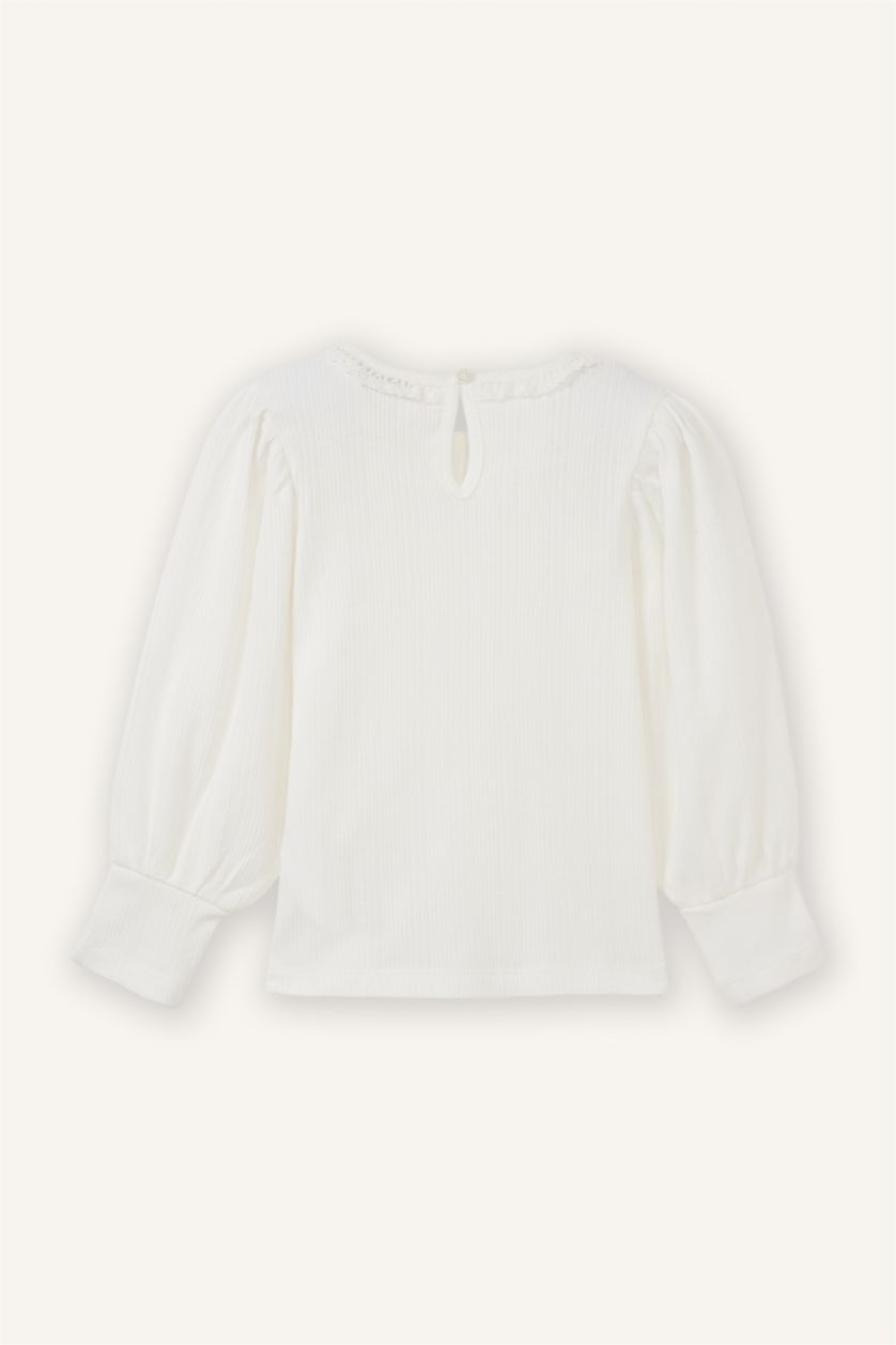 طفلة صغيرة بيج فاتح تيشيرت بيبي بناتي ردن طويل بالون فيت بياخة مستديرة