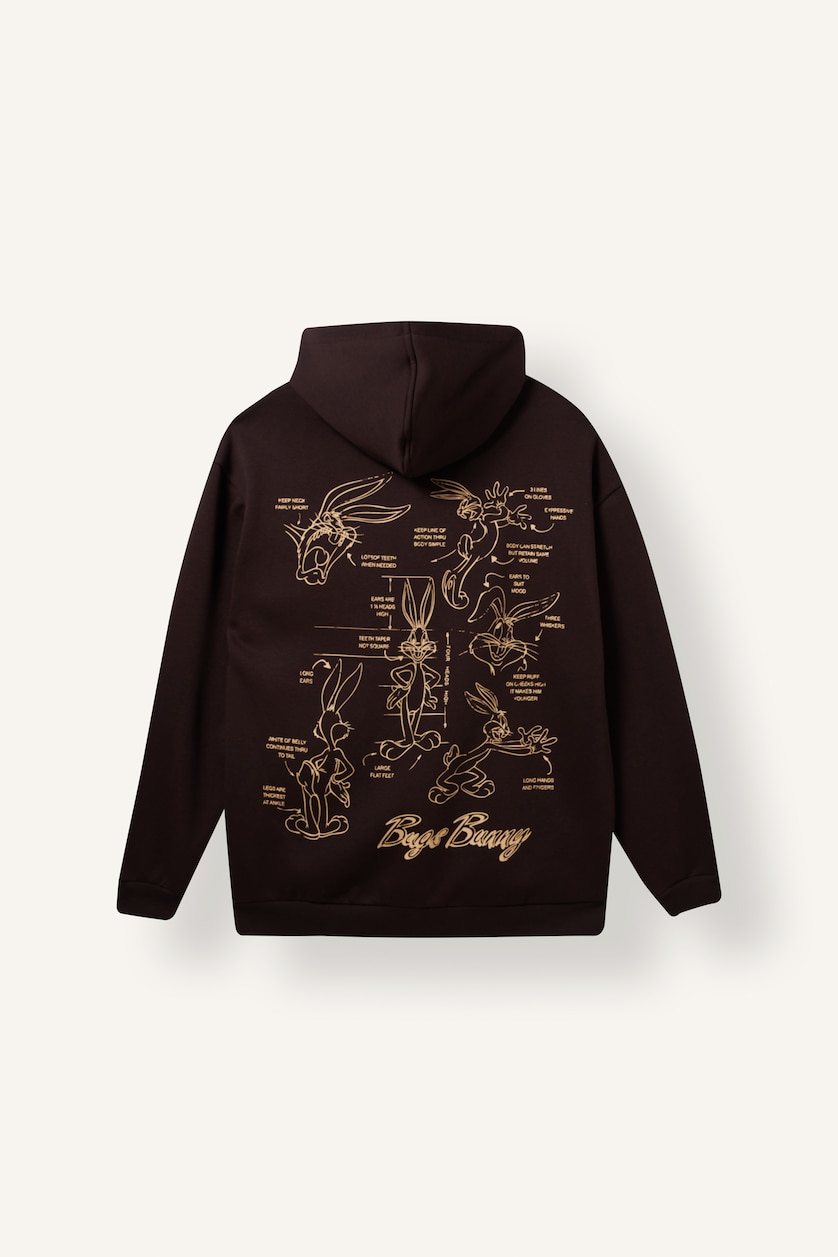 رجال بني Boxy Fit Thick Fabric Printed Looney Tunes Sweatshirt