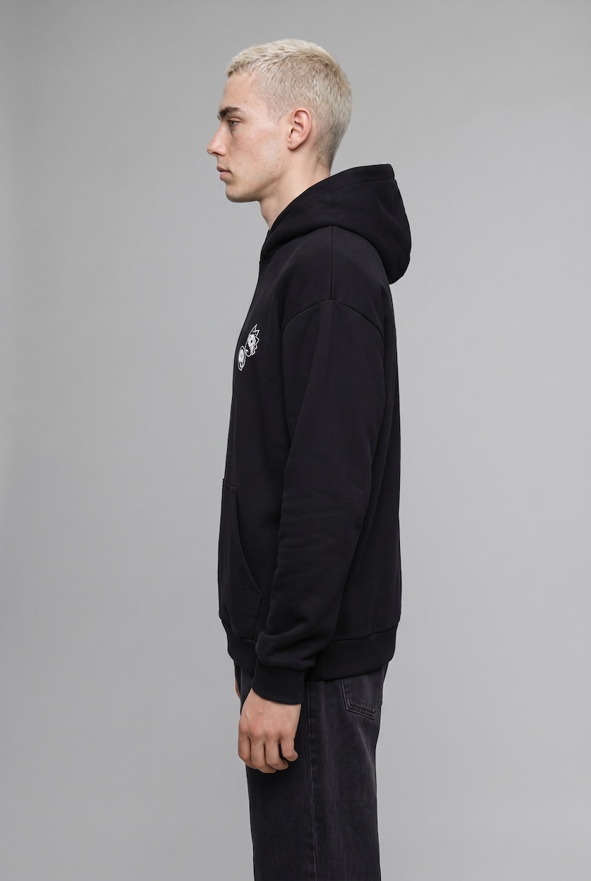 Man Black Rick and Morty Boxy Fit Printed Sweatshirt