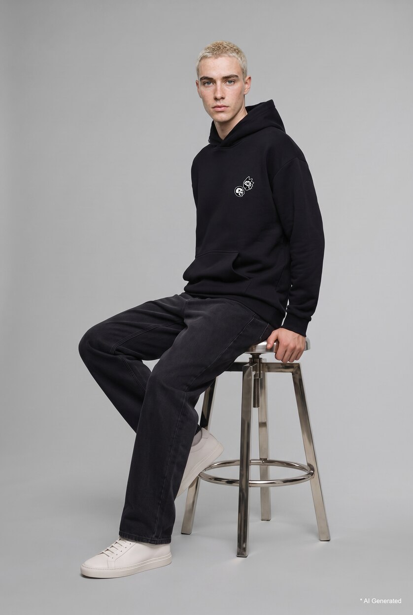 Мужчины Черный Свитшот Boxy Fit