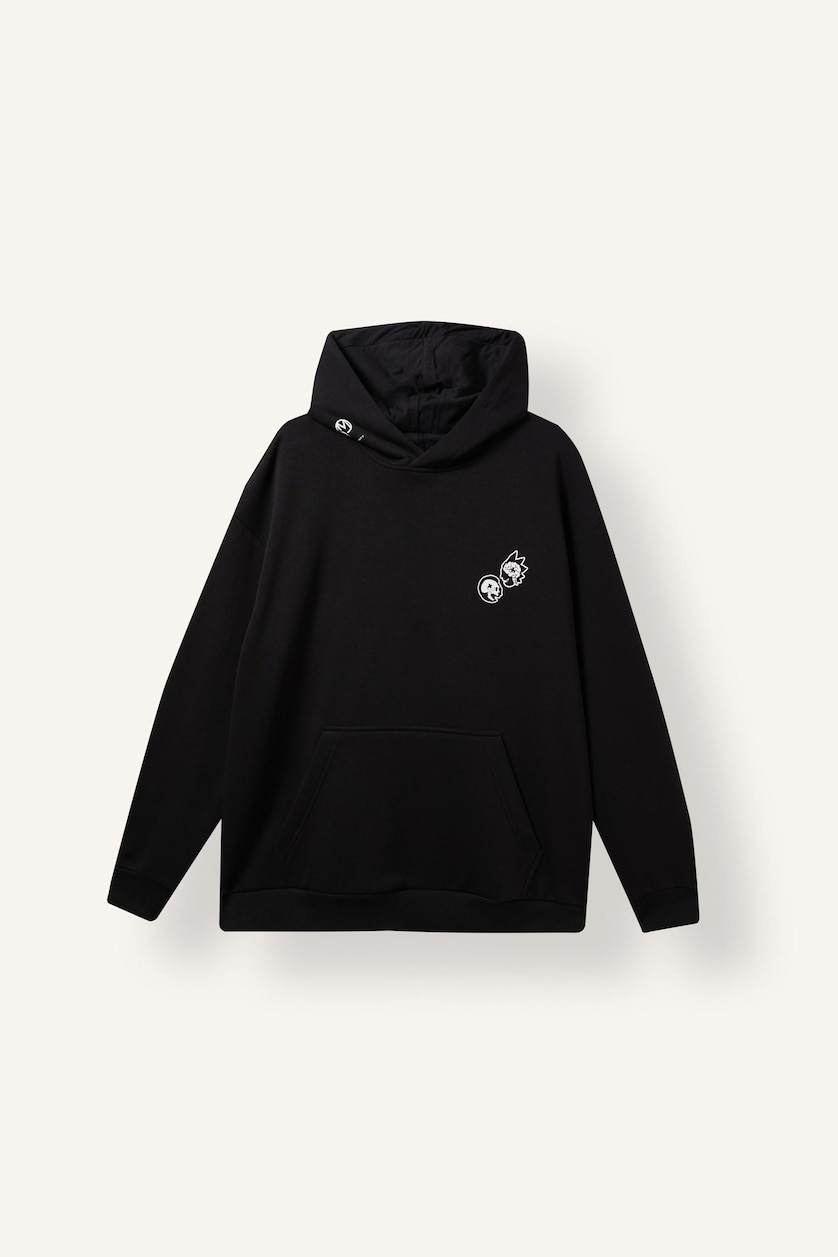 Man Black Rick and Morty Boxy Fit Printed Sweatshirt