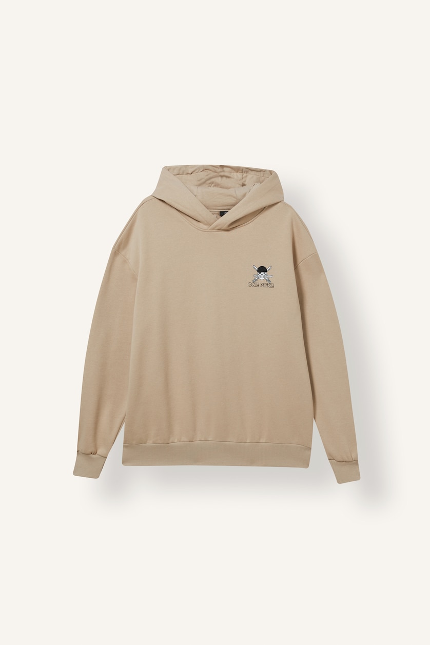 Men Beige Boxy Fit Thick Sweatshirt Fabric Sweatshirt
