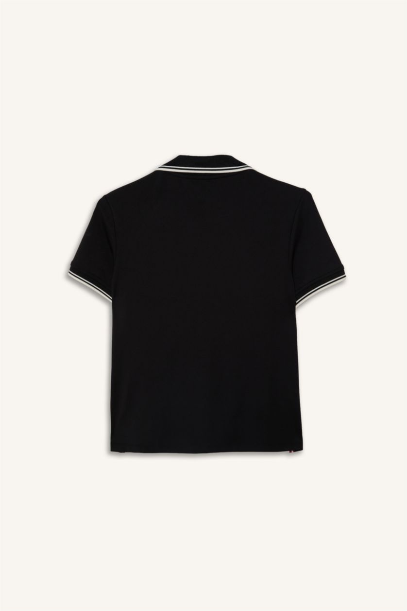 WOMAN Black Standard Fit Sports Polo T-Shirt