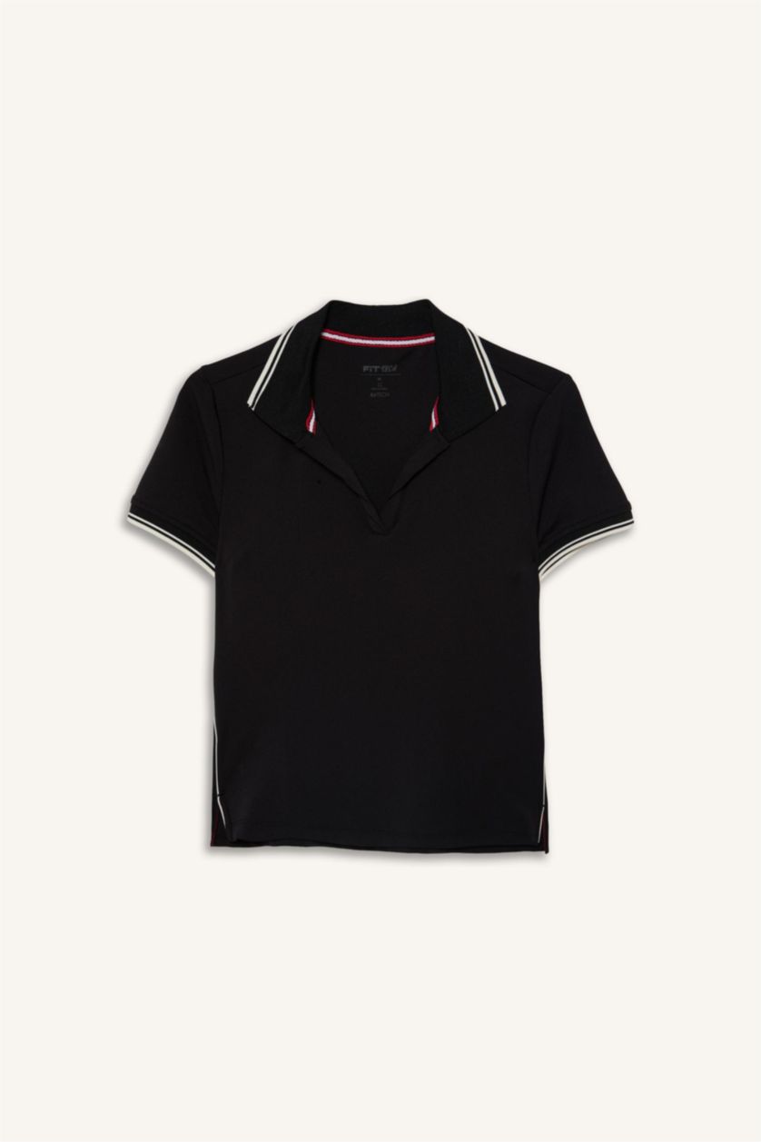 نساء أسود Standard Fit Sports Polo T-Shirt