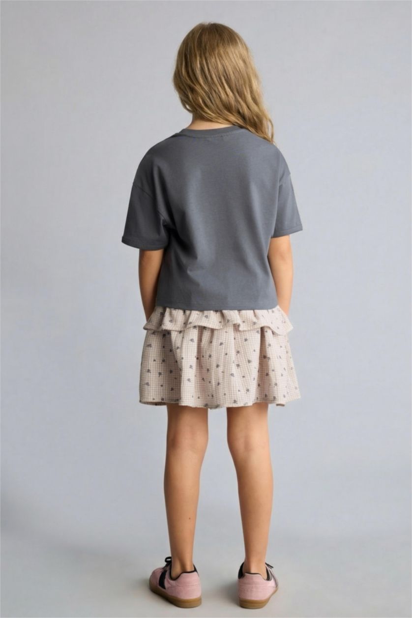 Girls & Teens Anthracite سيت بناتي قصة عادية - قطعتين