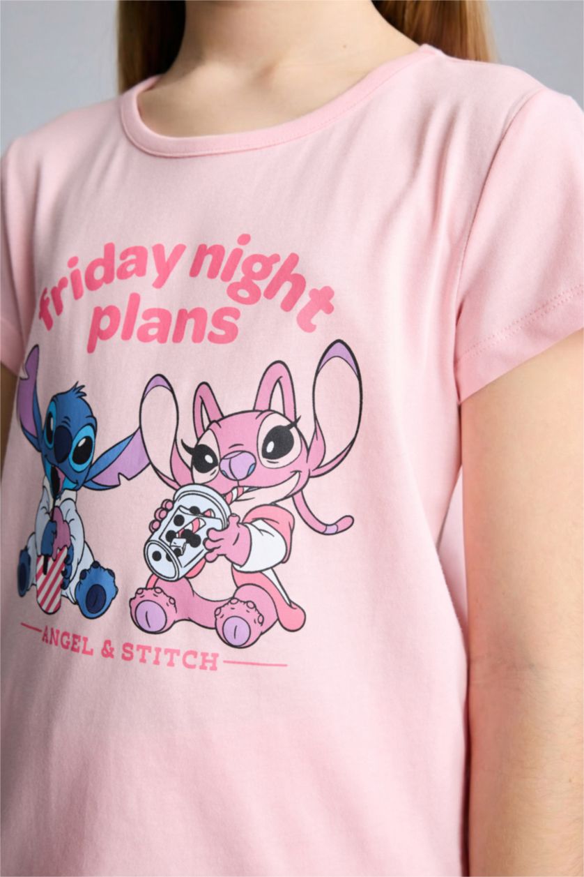 Kız Çocuk - Genç Kız Açık Pembe Lilo & Stitch 2'Li Pijama Takım Kız Çocuk
