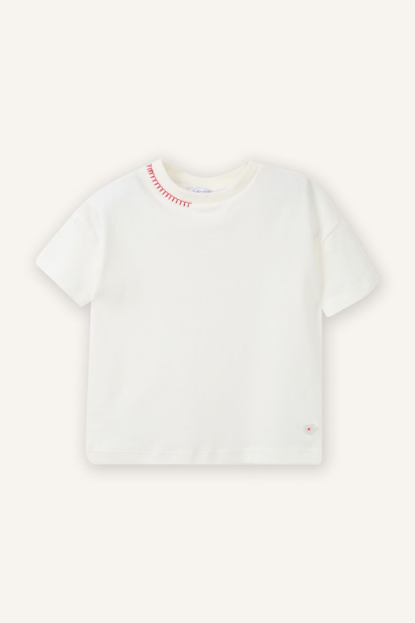 طفلة صغيرة أبيض تيشيرت بيبي بناتي نص ردن مضلع قصة عادية