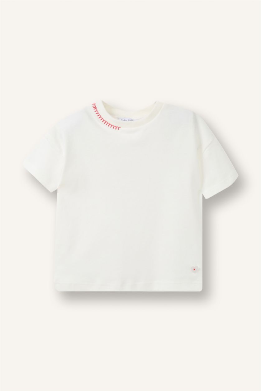 Baby Girl White Baby Girl Ribbed T-Shirt