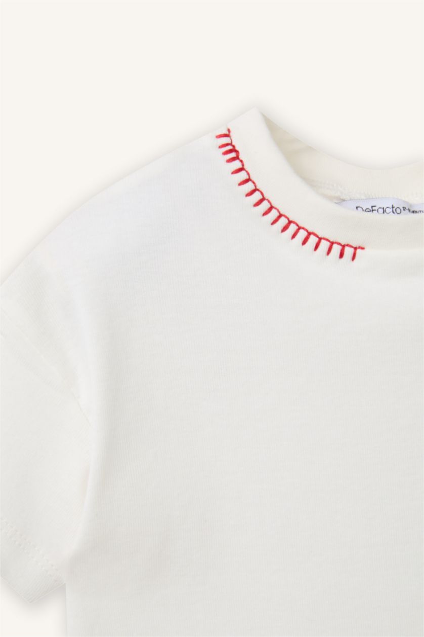 طفلة صغيرة أبيض تيشيرت بيبي بناتي نص ردن مضلع قصة عادية