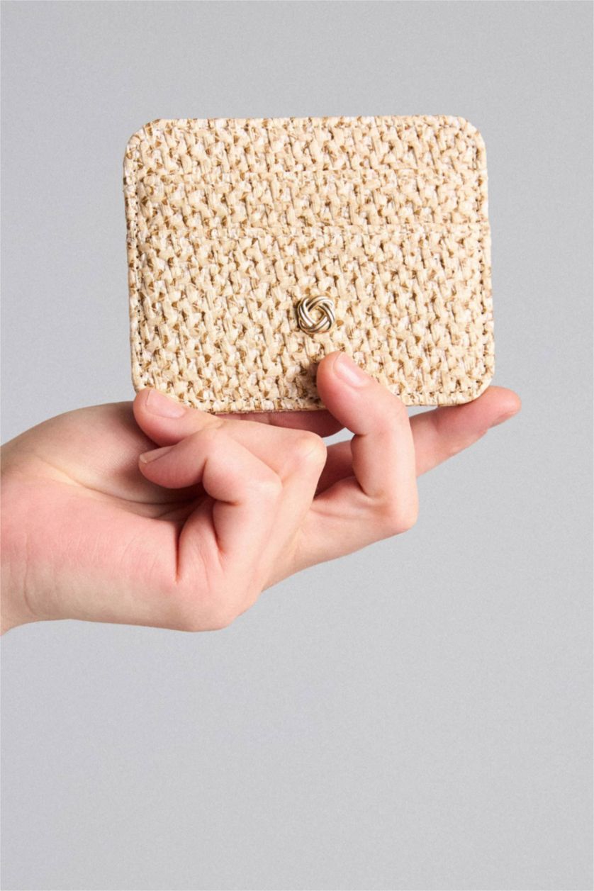 WOMAN Beige Woman Business Card Wallet