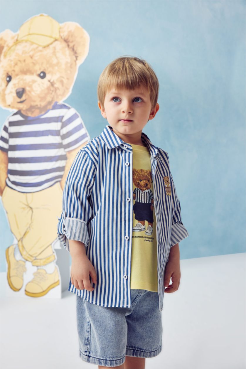 BABY BOY NAVY Regular Fit Poplin Long Sleeve Shirt