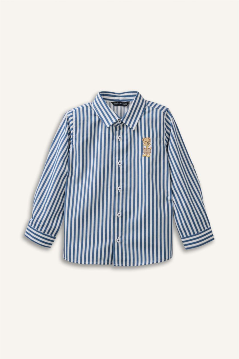 BABY BOY NAVY Regular Fit Poplin Long Sleeve Shirt