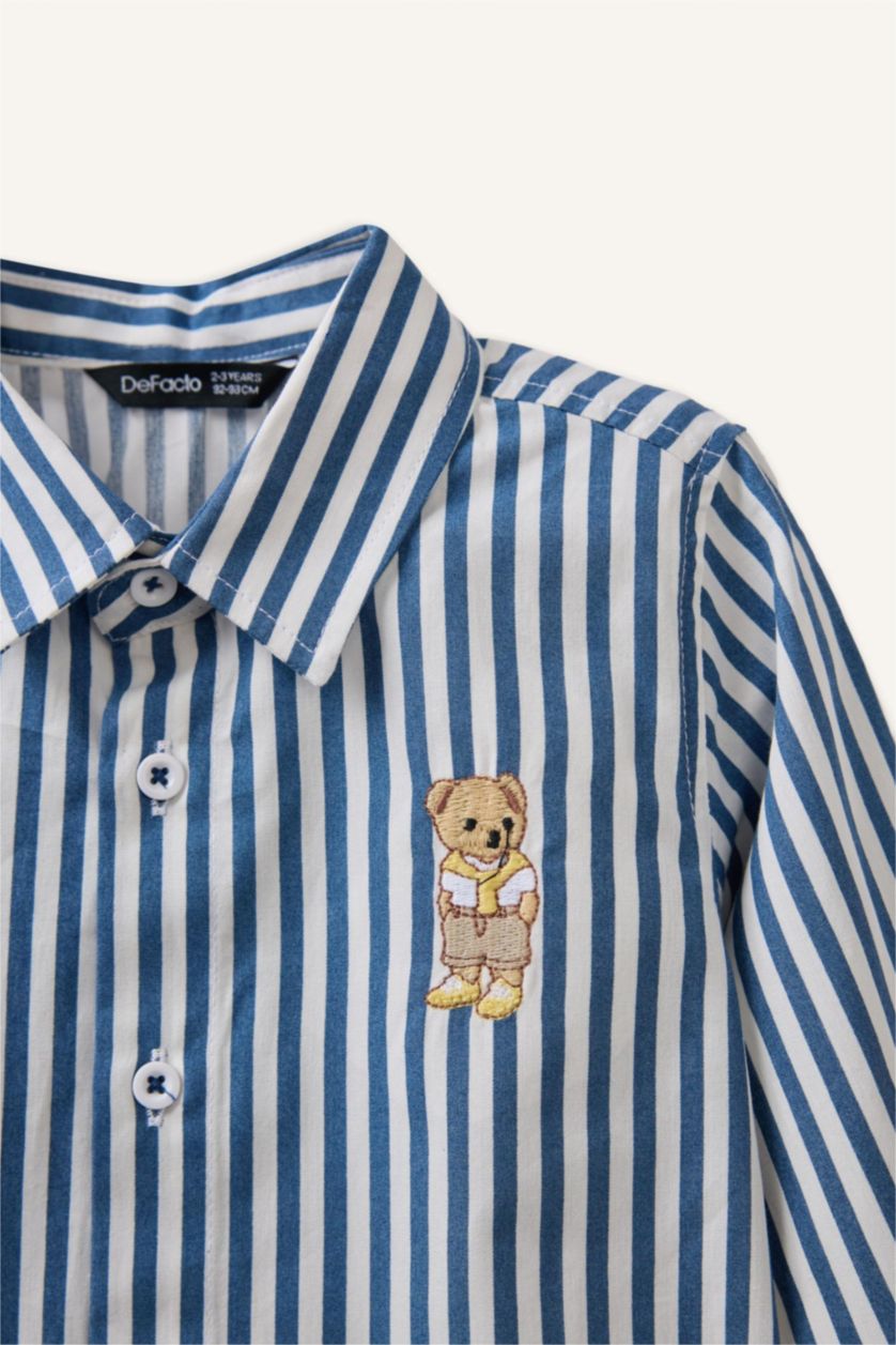 BABY BOY NAVY Regular Fit Poplin Long Sleeve Shirt